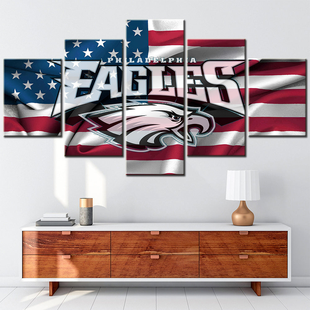 American Football - 5 Pieces Wall Art - AF5084 - American Flag Philadelphia Eagles - NFL Football - American Football Poster - American Football Canvas