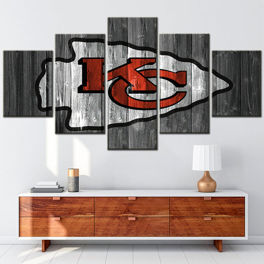 American Football - 5 Pieces Wall Art - AF5086 - Kansas City Chiefs Emblem - NFL Football - American Football Poster - American Football Canvas