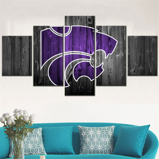 American Football - 5 Pieces Wall Art - AF5087 - Kansas State Wildcats Barnwood Sport - American Football Poster - American Football Canvas