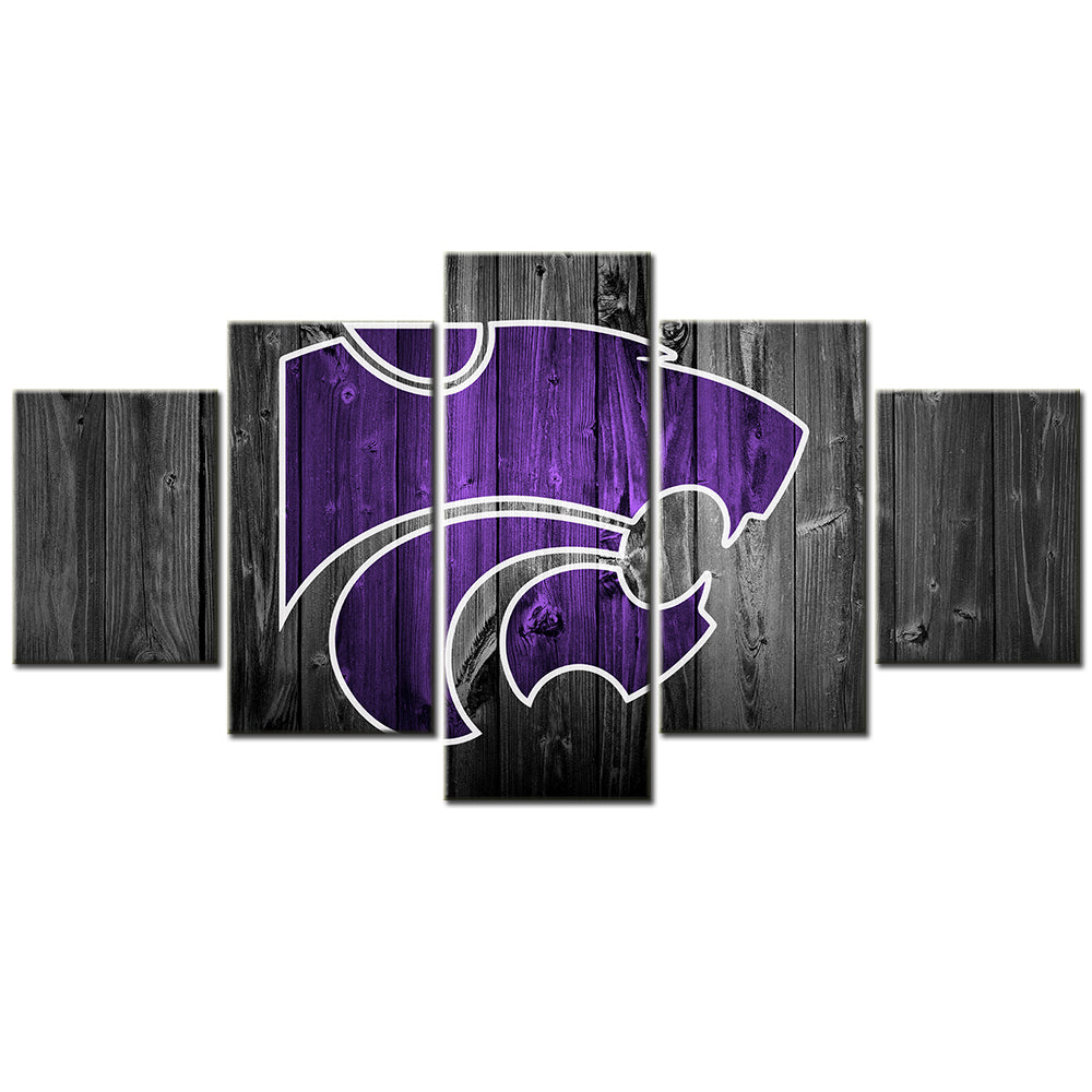 American Football - 5 Pieces Wall Art - AF5087 - Kansas State Wildcats Barnwood Sport - American Football Poster - American Football Canvas
