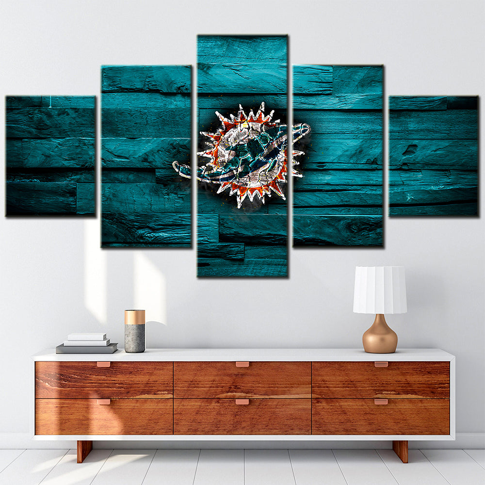 American Football - 5 Pieces Wall Art - AF5092 - Miami Dolphins - American Football Poster - American Football Canvas