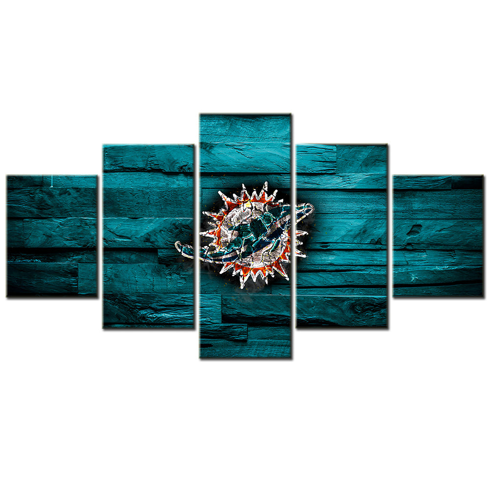 American Football - 5 Pieces Wall Art - AF5092 - Miami Dolphins - American Football Poster - American Football Canvas