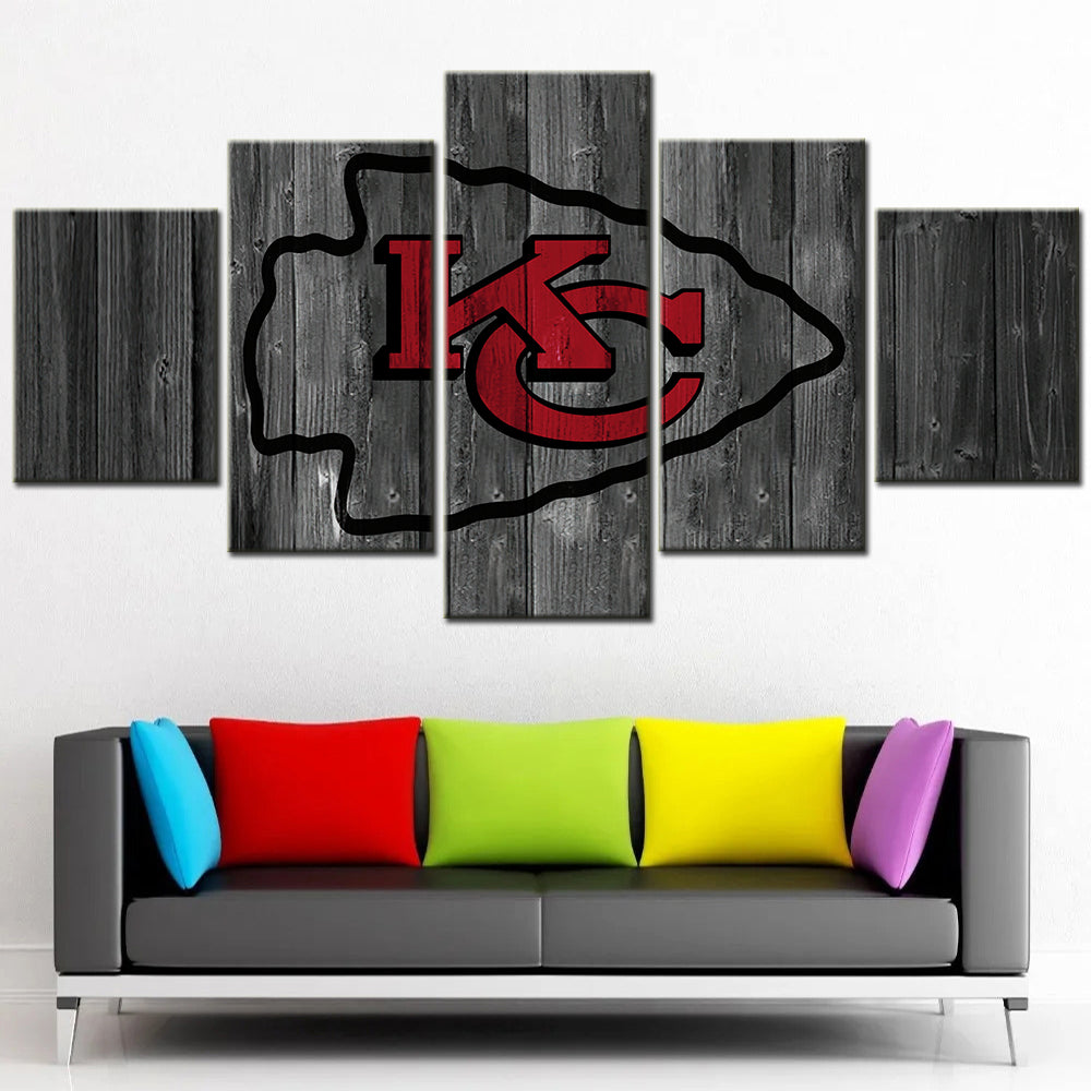 American Football - 5 Pieces Wall Art - AF5096 - Kansas City Chiefs Emblem - NFL Football - American Football Poster - American Football Canvas