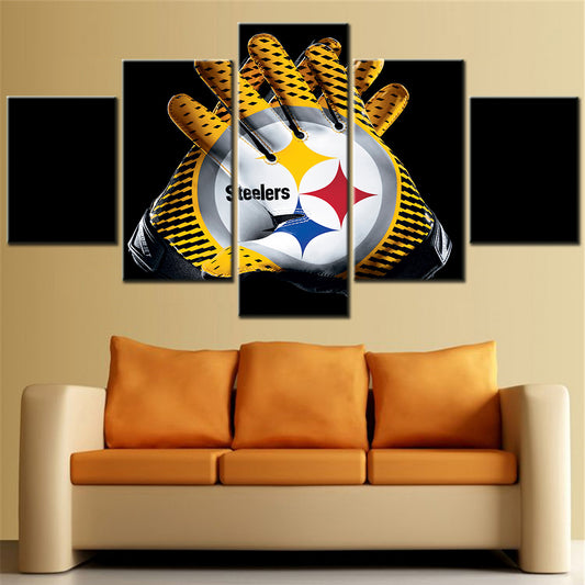 American Football - 5 Pieces Wall Art - AF5103 - Pittsburgh Steelers Gloves Football - American Football Poster - American Football Canvas