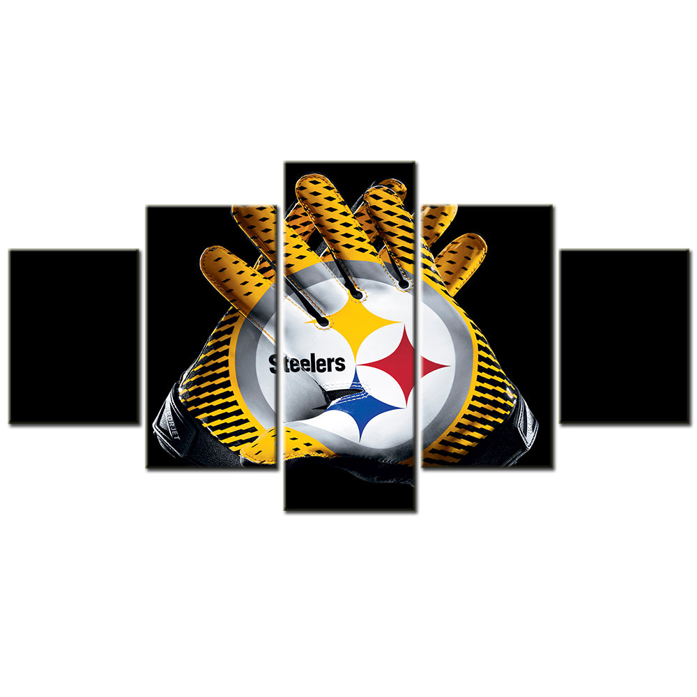 American Football - 5 Pieces Wall Art - AF5103 - Pittsburgh Steelers Gloves Football - American Football Poster - American Football Canvas