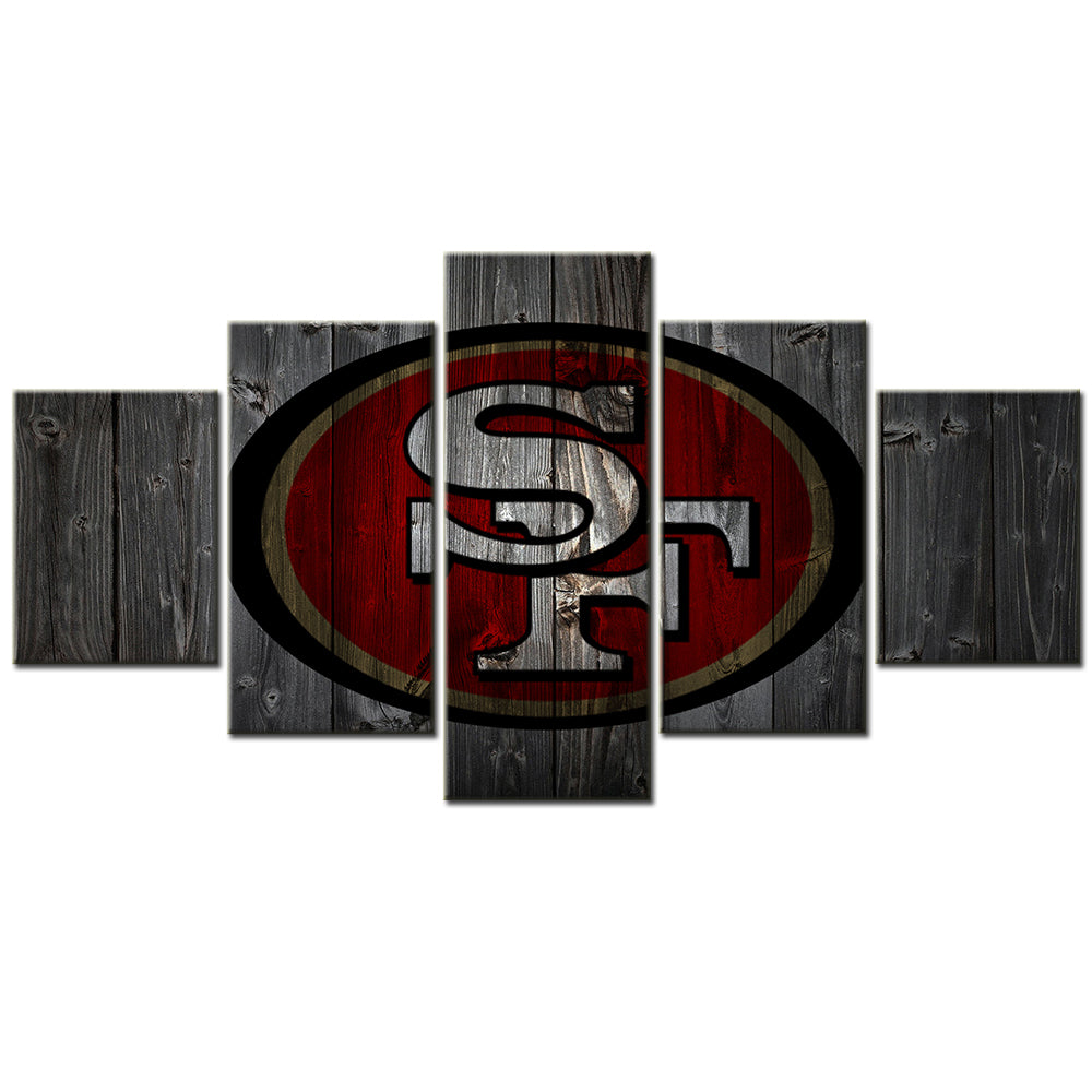 American Football - 5 Pieces Wall Art - AF5105 - San Francisco 49Ers Barn Wood - American Football Poster - American Football Canvas
