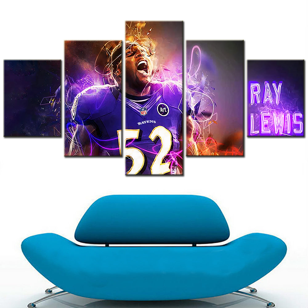American Football - 5 Pieces Wall Art - AF5121 - Baltimore Ravens - Ray Lewis - American Football Poster - American Football Canvas