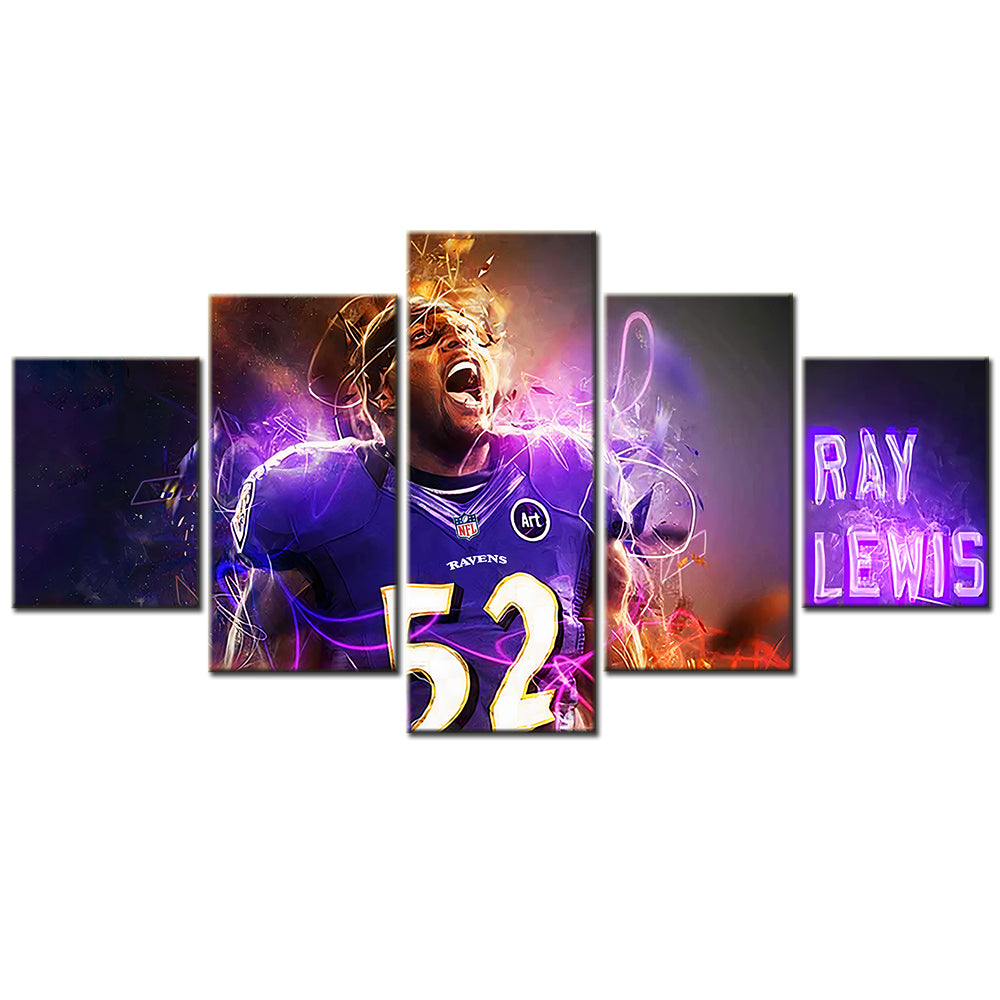 American Football - 5 Pieces Wall Art - AF5121 - Baltimore Ravens - Ray Lewis - American Football Poster - American Football Canvas