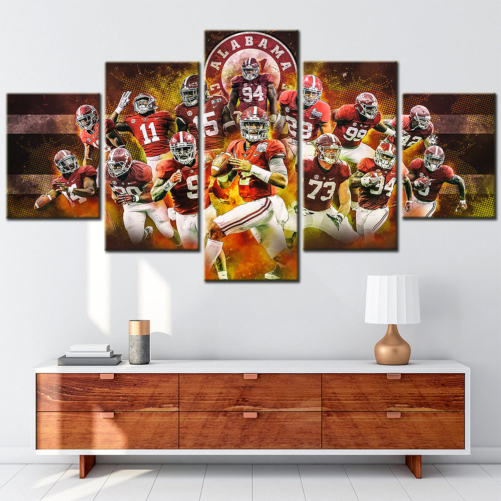 American Football - 5 Pieces Wall Art - AF5122 - Alabama Crimson Tide College Sport - American Football Poster - American Football Canvas