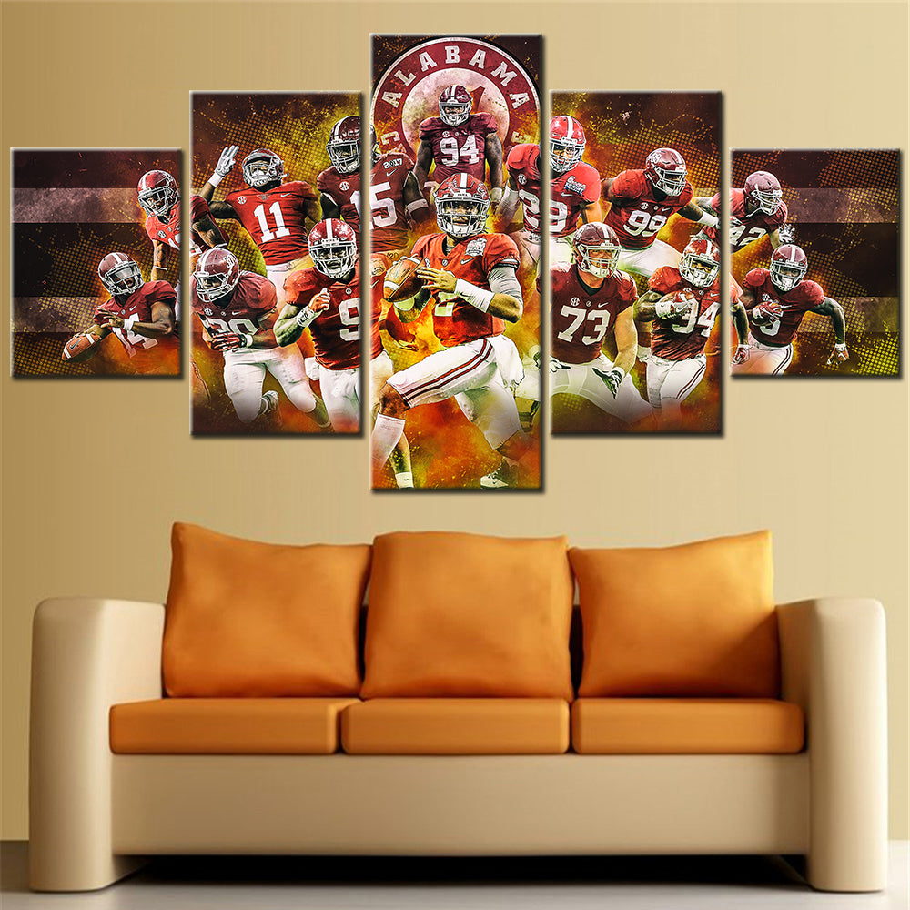 American Football - 5 Pieces Wall Art - AF5122 - Alabama Crimson Tide College Sport - American Football Poster - American Football Canvas