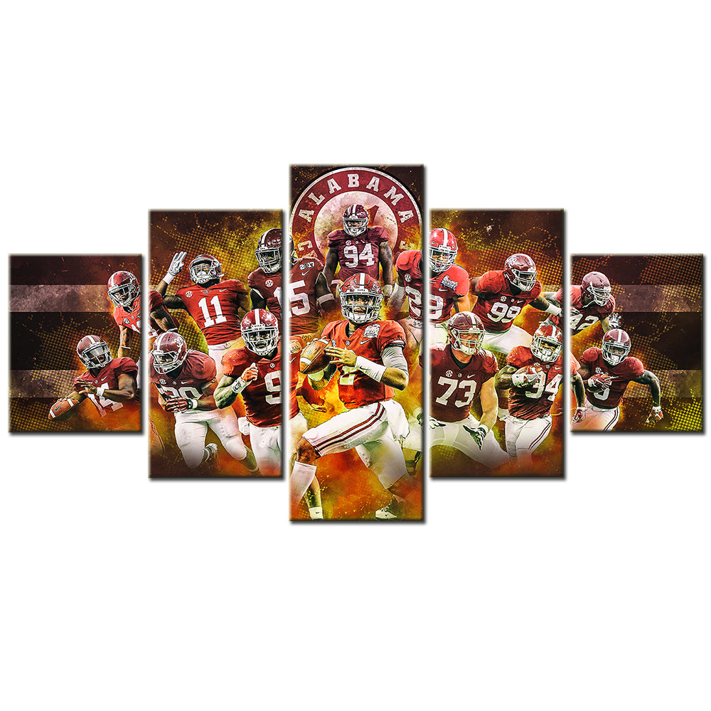 American Football - 5 Pieces Wall Art - AF5122 - Alabama Crimson Tide College Sport - American Football Poster - American Football Canvas