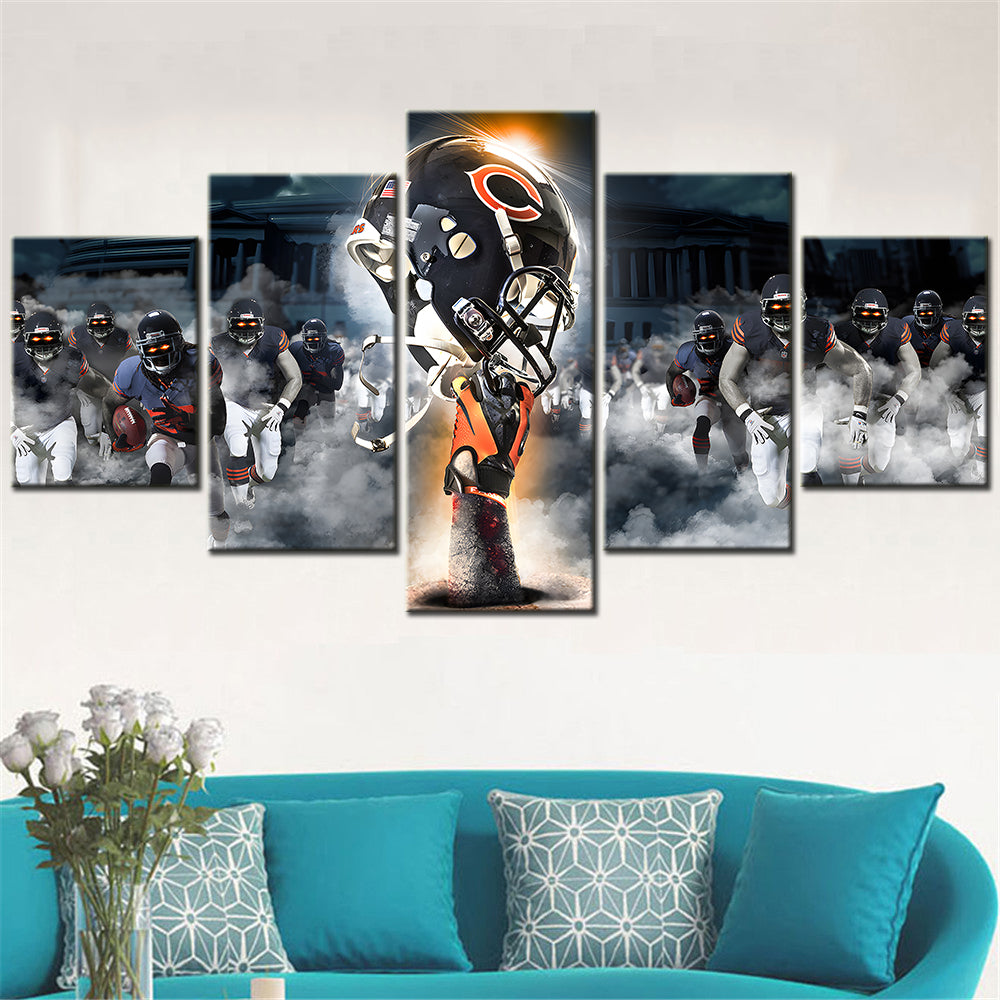 American Football - 5 Pieces Wall Art - AF5124 - Chicago Bears 2 Football - American Football Poster - American Football Canvas