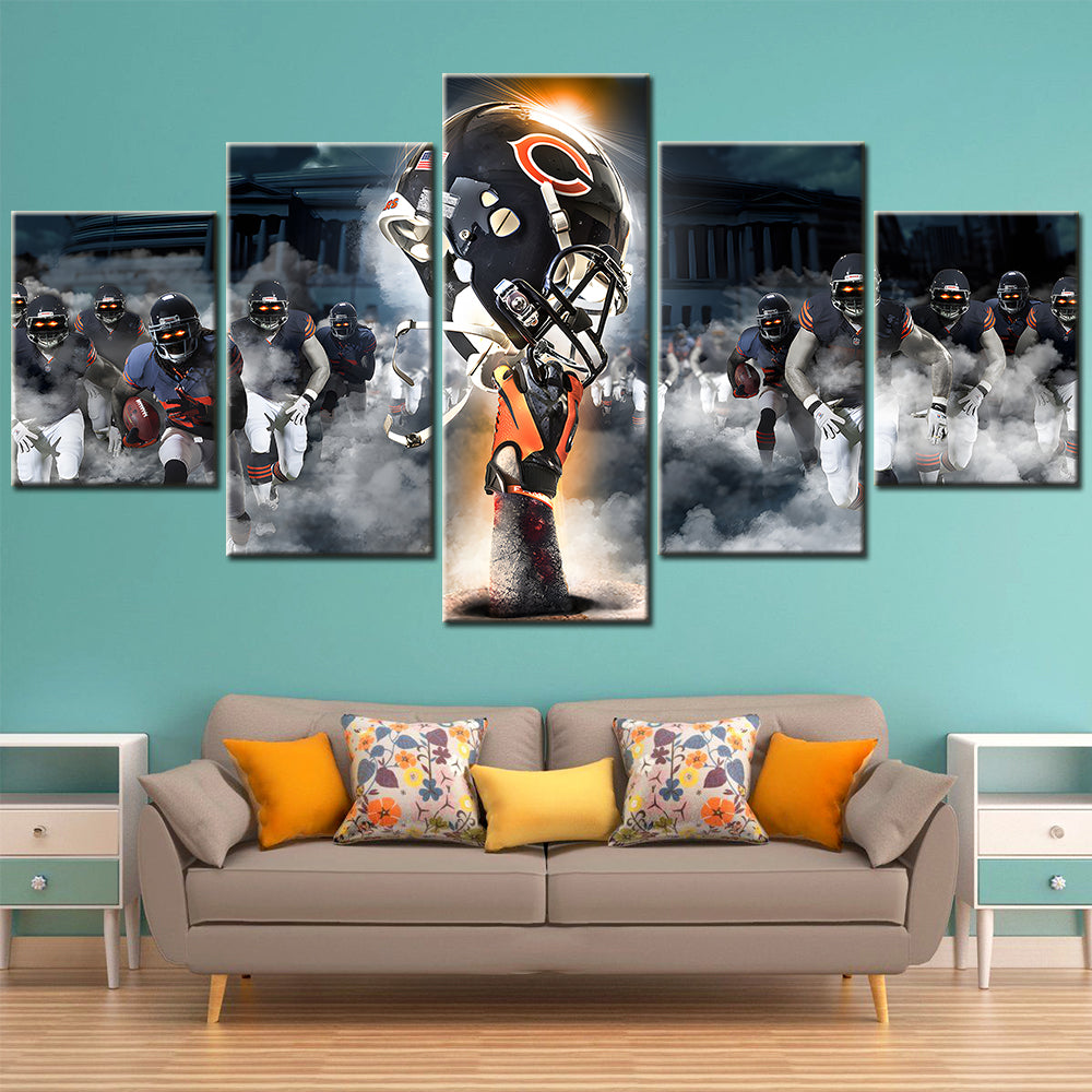 American Football - 5 Pieces Wall Art - AF5124 - Chicago Bears 2 Football - American Football Poster - American Football Canvas