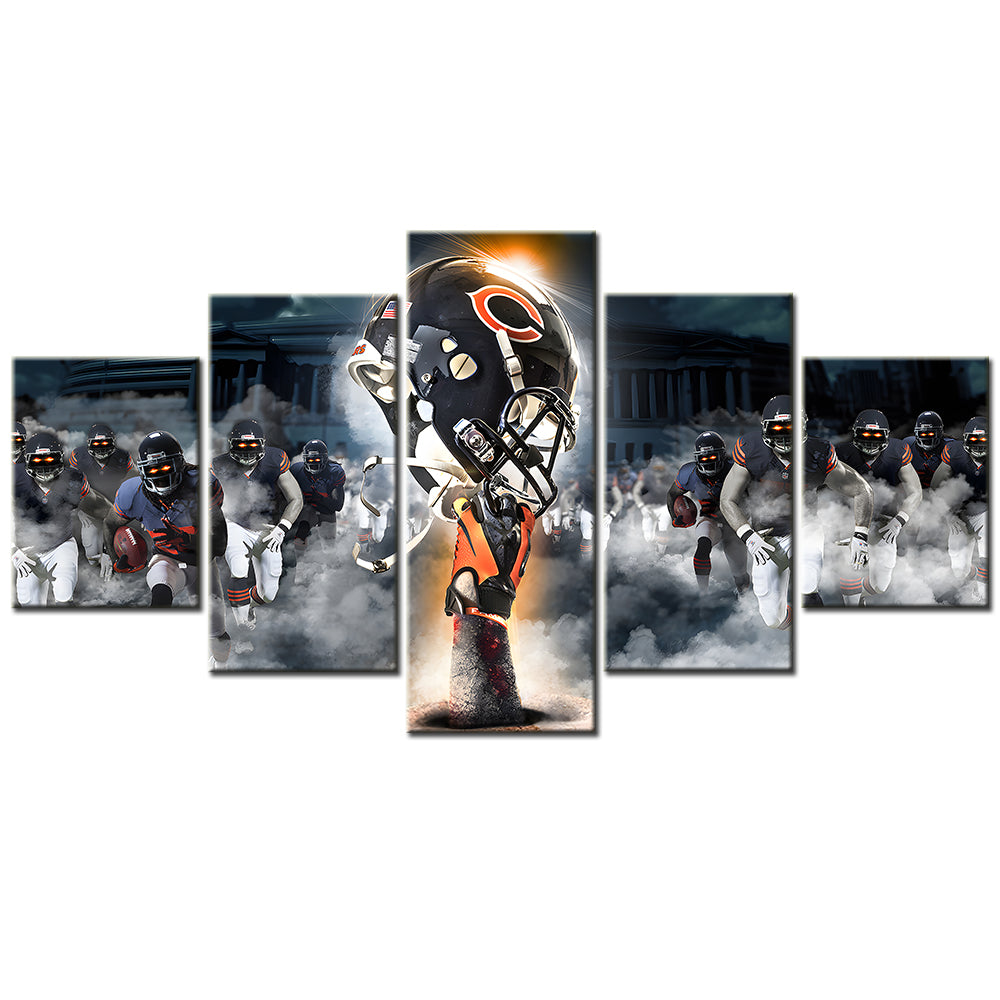 American Football - 5 Pieces Wall Art - AF5124 - Chicago Bears 2 Football - American Football Poster - American Football Canvas