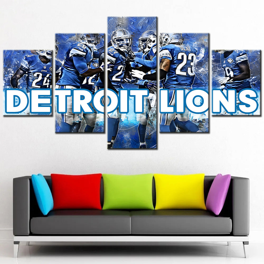American Football - 5 Pieces Wall Art - AF5125 - Detroit Lions - American Football Poster - American Football Canvas