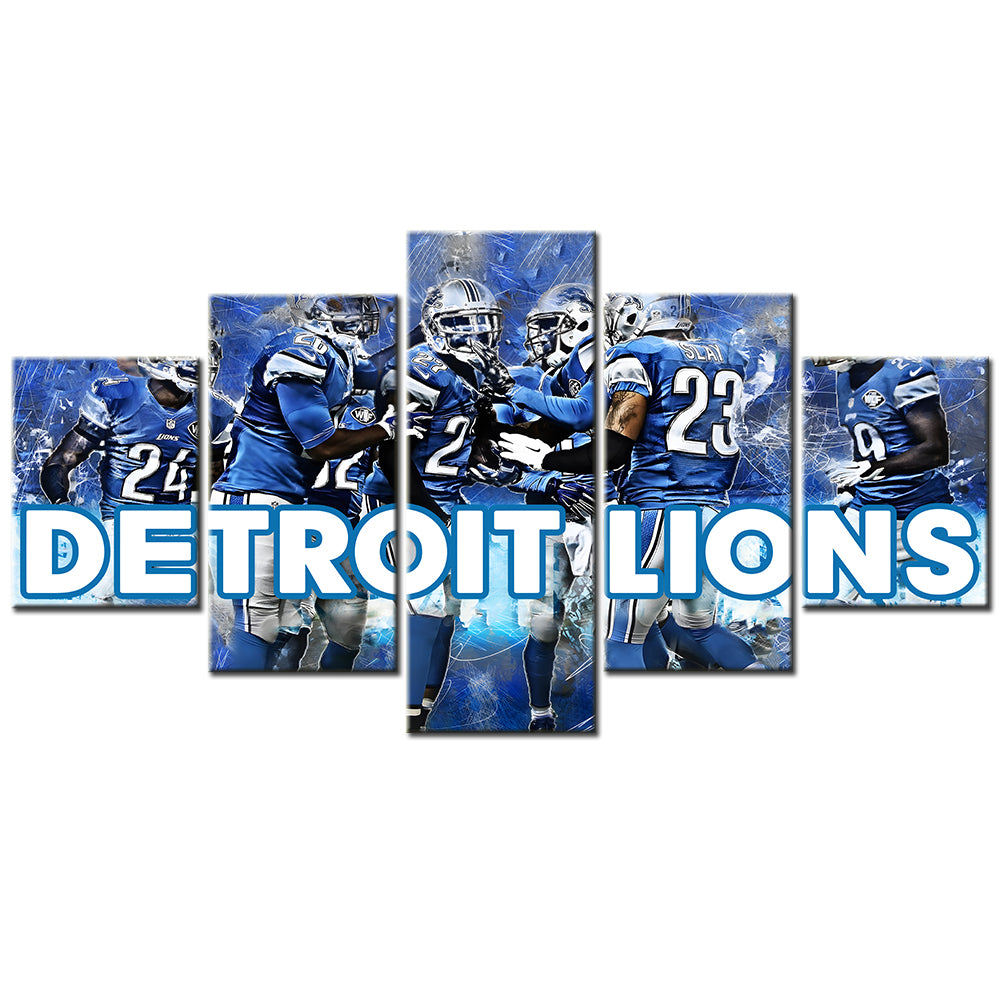 American Football - 5 Pieces Wall Art - AF5125 - Detroit Lions - American Football Poster - American Football Canvas
