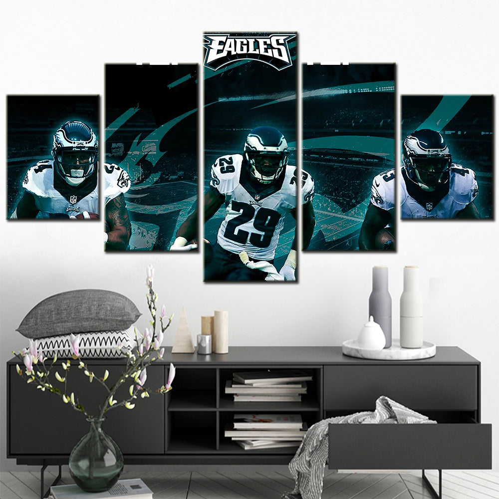 American Football - 5 Pieces Wall Art - AF5129 - Philadelphia Eagles Teammates Black - American Football Poster - American Football Canvas
