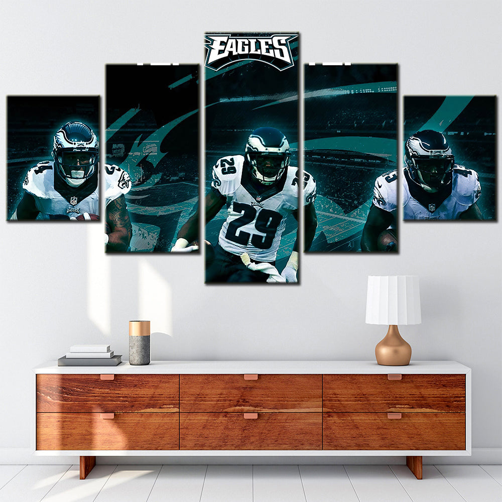 American Football - 5 Pieces Wall Art - AF5129 - Philadelphia Eagles Teammates Black - American Football Poster - American Football Canvas