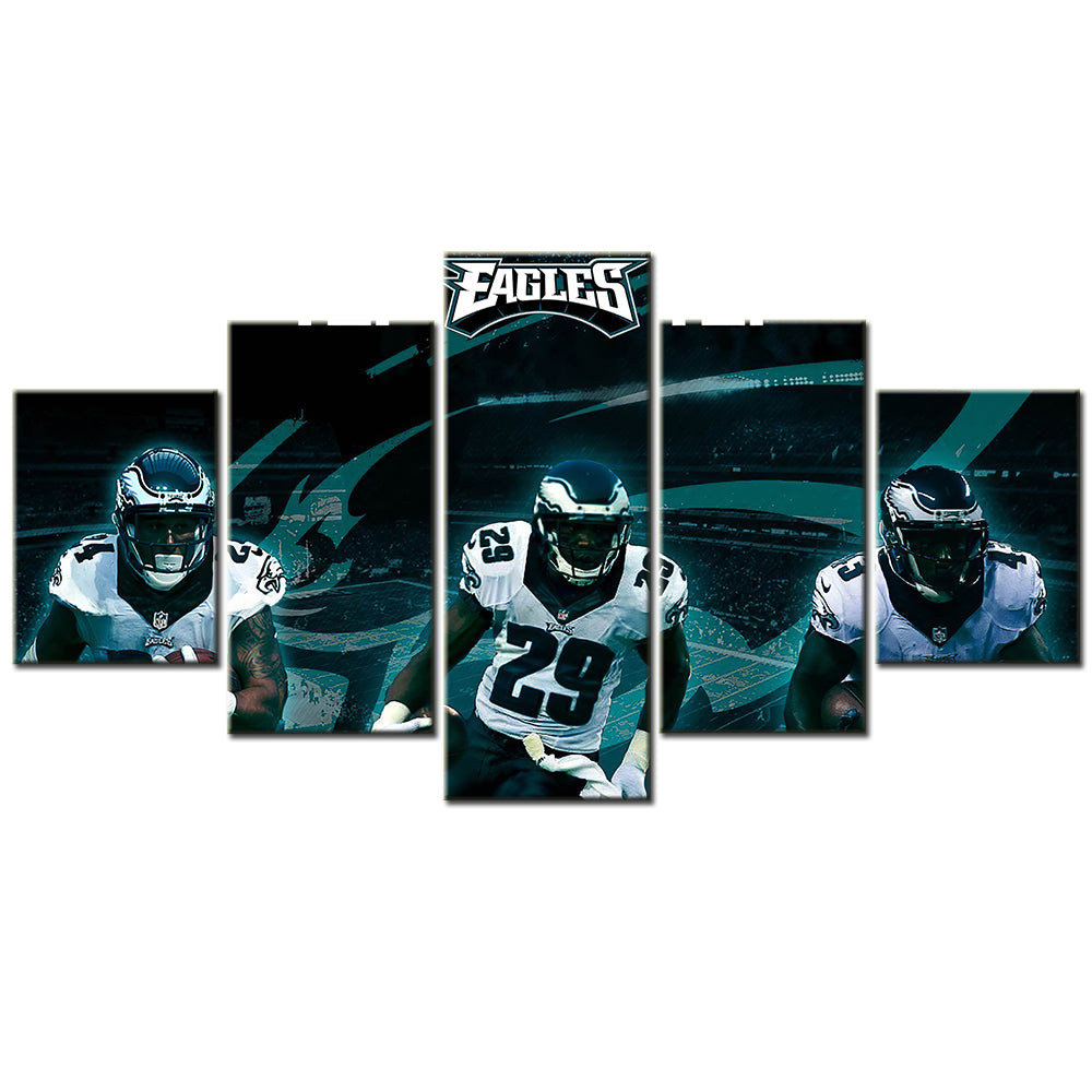 American Football - 5 Pieces Wall Art - AF5129 - Philadelphia Eagles Teammates Black - American Football Poster - American Football Canvas