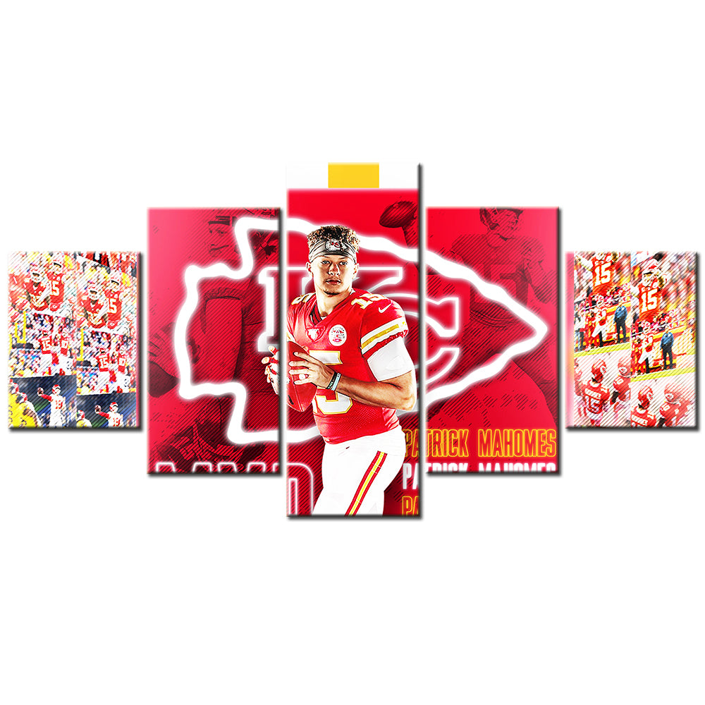 American Football - 5 Pieces Wall Art - AF5131 - Kansas City Chiefs Quarterback - Patrick Mahomes - NFL Football - American Football Poster - American Football Canvas
