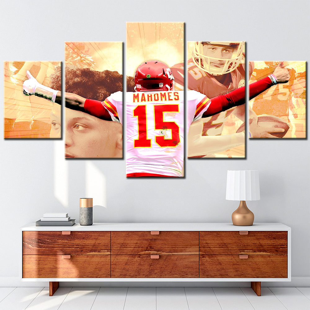 American Football - 5 Pieces Wall Art - AF5132 - Kansas City Chiefs Quarterback - Patrick Mahomes - NFL Football - American Football Poster - American Football Canvas