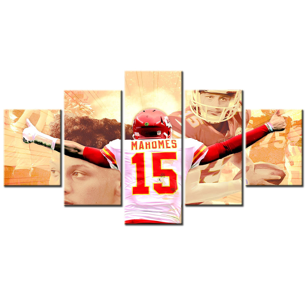 American Football - 5 Pieces Wall Art - AF5132 - Kansas City Chiefs Quarterback - Patrick Mahomes - NFL Football - American Football Poster - American Football Canvas