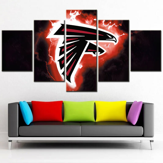 American Football - 5 Pieces Wall Art - AF5033 - Atlanta Falcons Flame Logo - American Football Poster - American Football Canvas