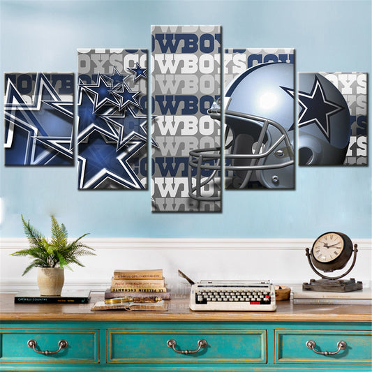 American Football - 5 Pieces Wall Art - AF5046 - Dallas Cowboys Helmet - American Football Poster - American Football Canvas