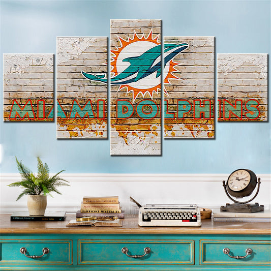 American Football - 5 Pieces Wall Art - AF5072 - Miami Dolphins - American Football Poster - American Football Canvas