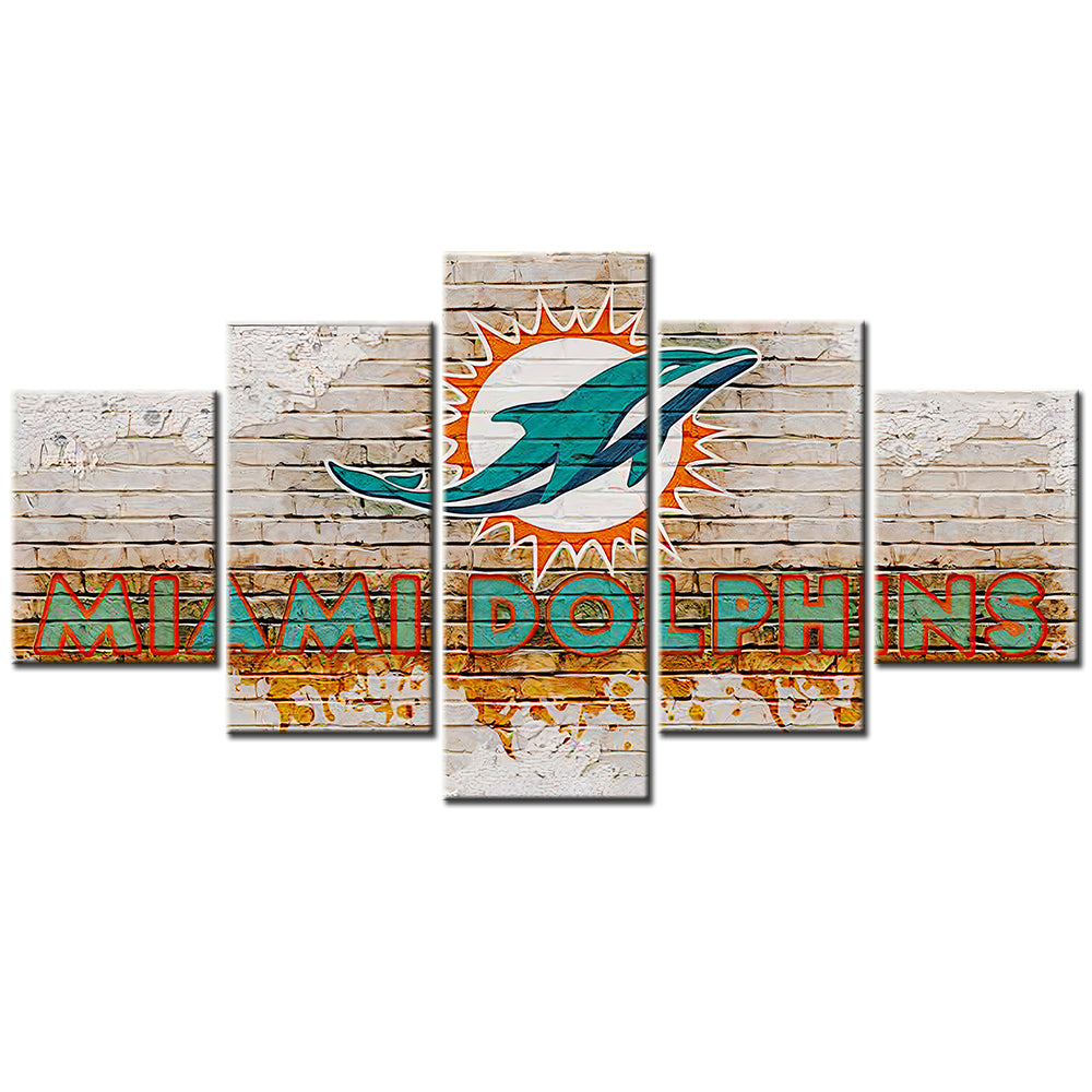 American Football - 5 Pieces Wall Art - AF5072 - Miami Dolphins - American Football Poster - American Football Canvas