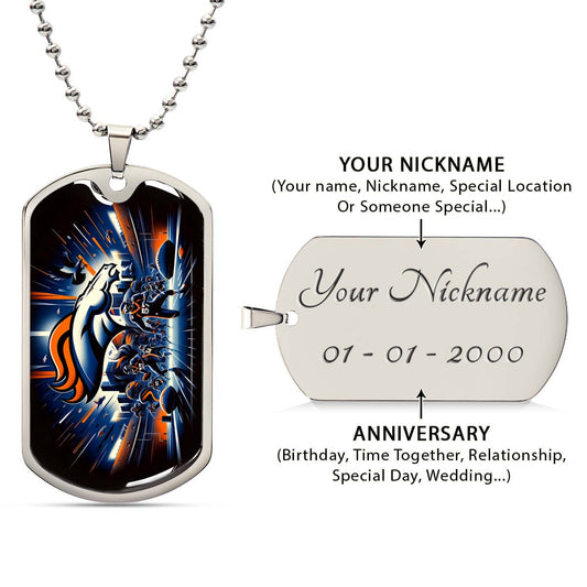 American Football Dog Tag Necklace - AFD011 - Denver Broncos - NFL Teams - Military Ball Chain