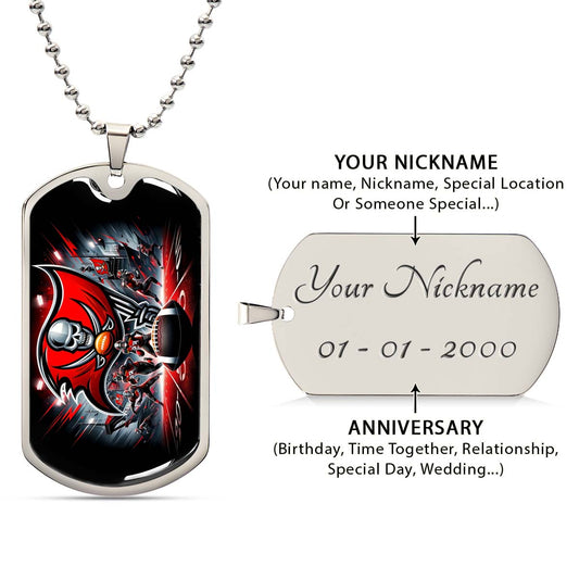 American Football Dog Tag Necklace - AFD050 - Tampa Bay Buccaneers Super Bowl Spirit - NFL Teams - Military Ball Chain