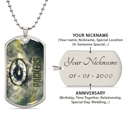 American Football Dog Tag Necklace - AFD063 - Green Bay Packers - NFL Teams - Military Ball Chain
