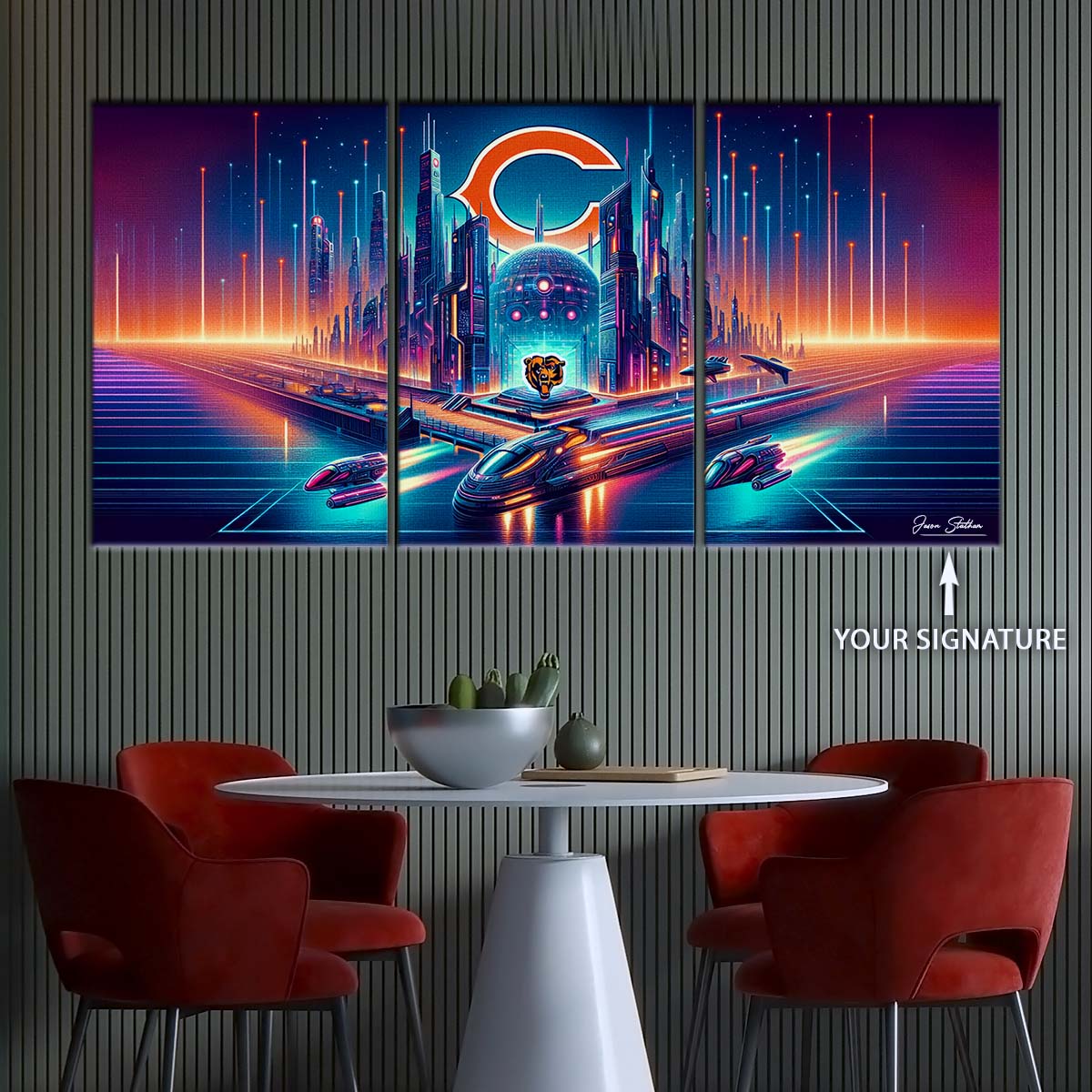 American Football Wall Art - AF5170 - Chicago Bears - Futuristic City - NFL Football Team - American Football Poster - American Football Canvas
