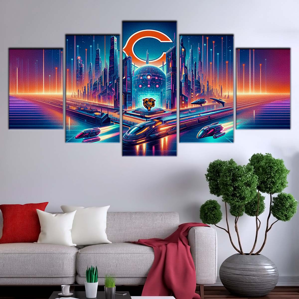 American Football Wall Art - AF5170 - Chicago Bears - Futuristic City - NFL Football Team - American Football Poster - American Football Canvas