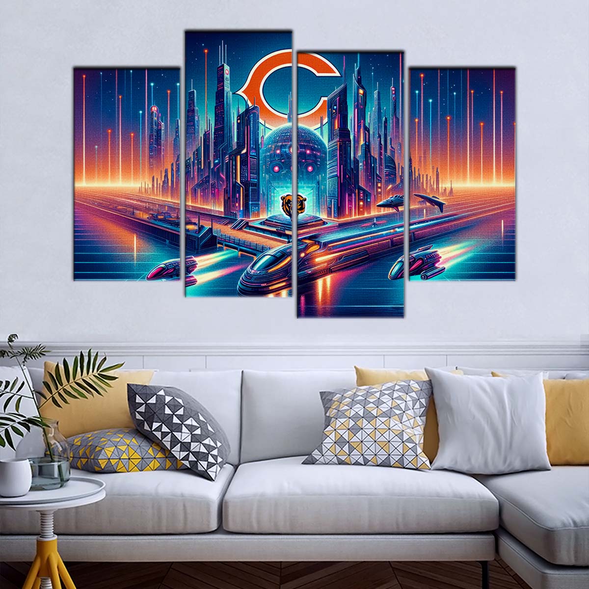 American Football Wall Art - AF5170 - Chicago Bears - Futuristic City - NFL Football Team - American Football Poster - American Football Canvas