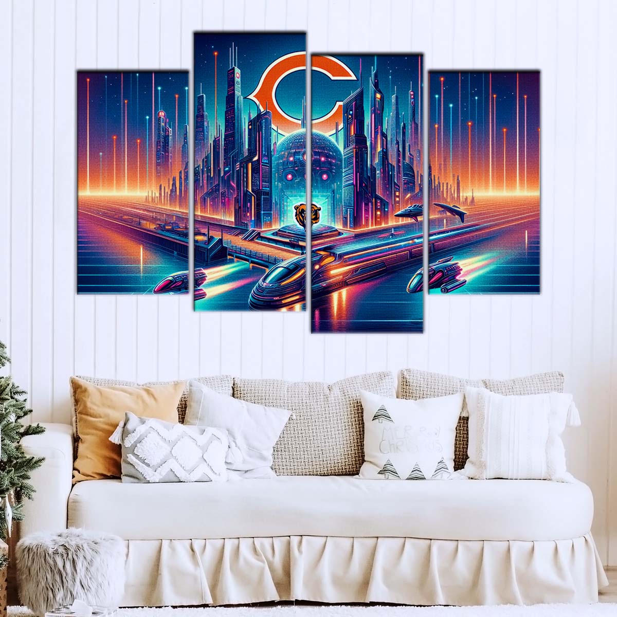 American Football Wall Art - AF5170 - Chicago Bears - Futuristic City - NFL Football Team - American Football Poster - American Football Canvas