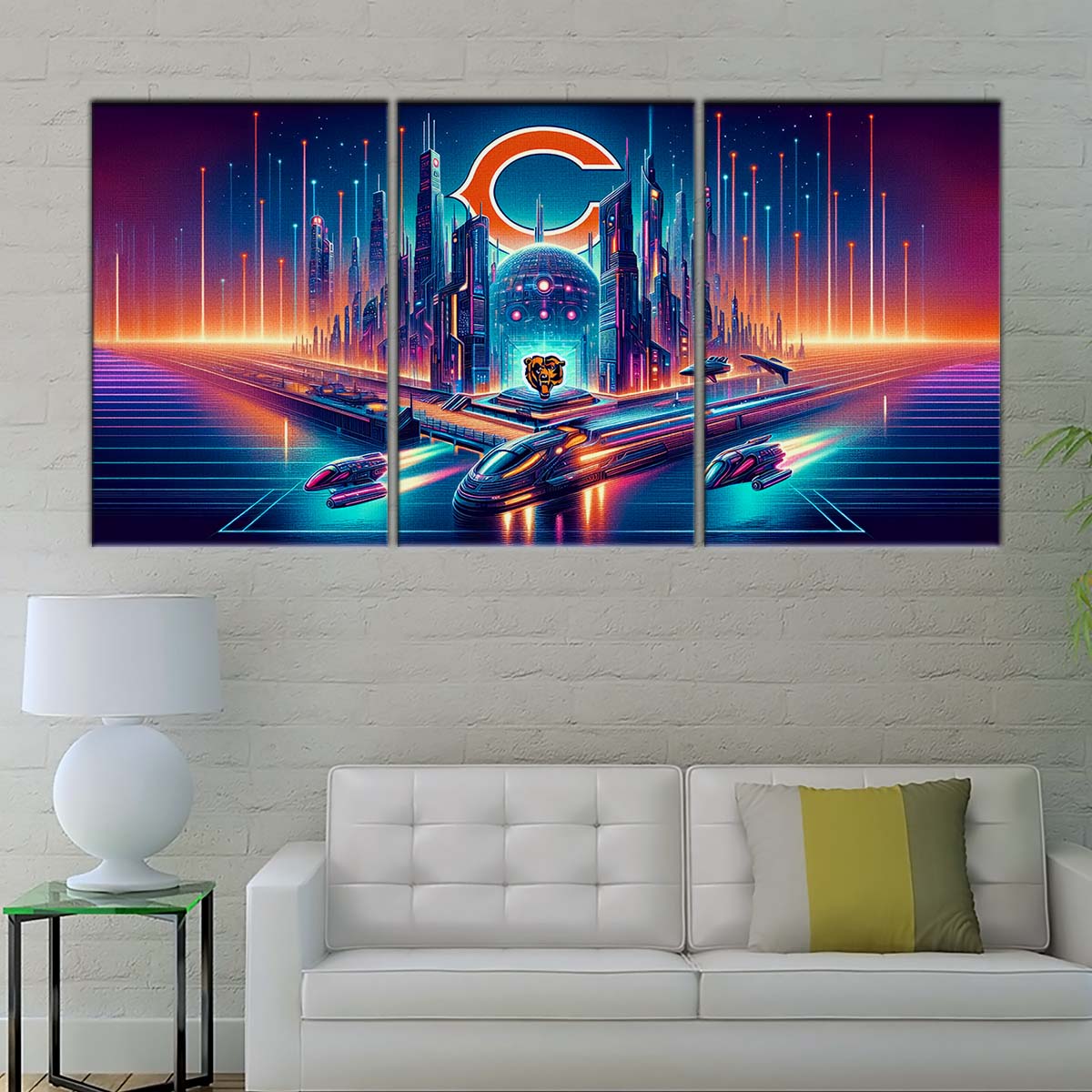 American Football Wall Art - AF5170 - Chicago Bears - Futuristic City - NFL Football Team - American Football Poster - American Football Canvas