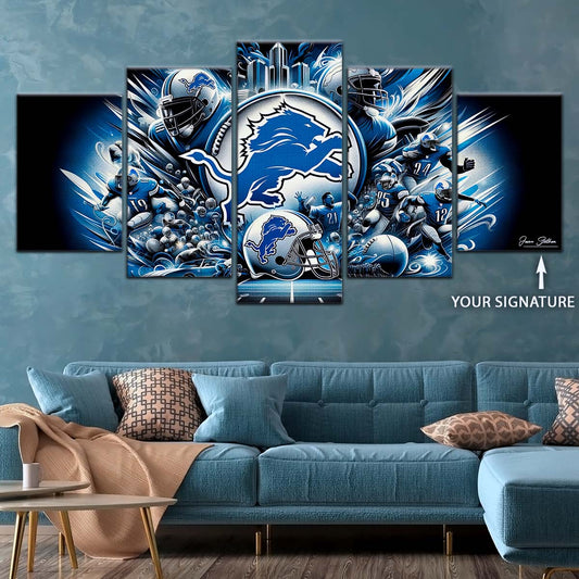 American Football Canvas Wall Art - AF5182 - Detroit Lions - NFL Super Bowl Spirit