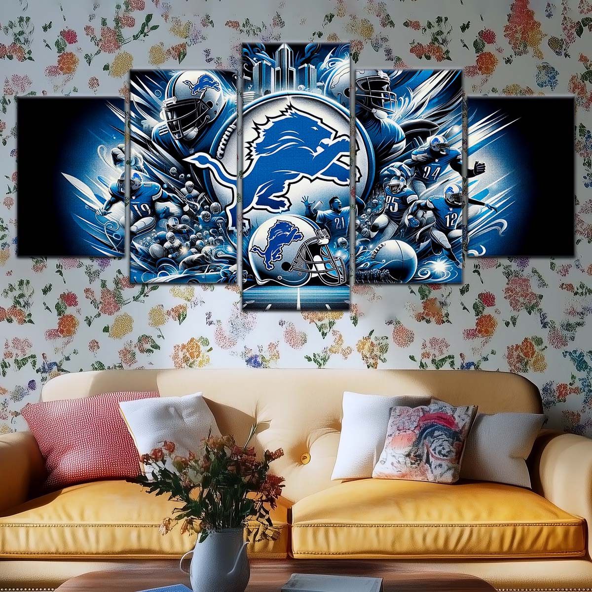 American Football Wall Art - AF5182 - Detroit Lions - NFL Super Bowl Spirit - American Football Poster - American Football Canvas
