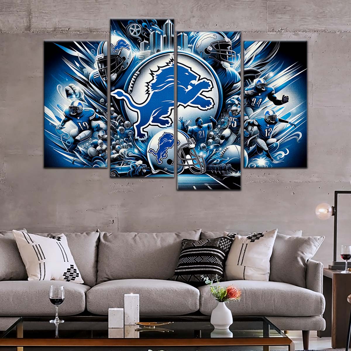 American Football Wall Art - AF5182 - Detroit Lions - NFL Super Bowl Spirit - American Football Poster - American Football Canvas