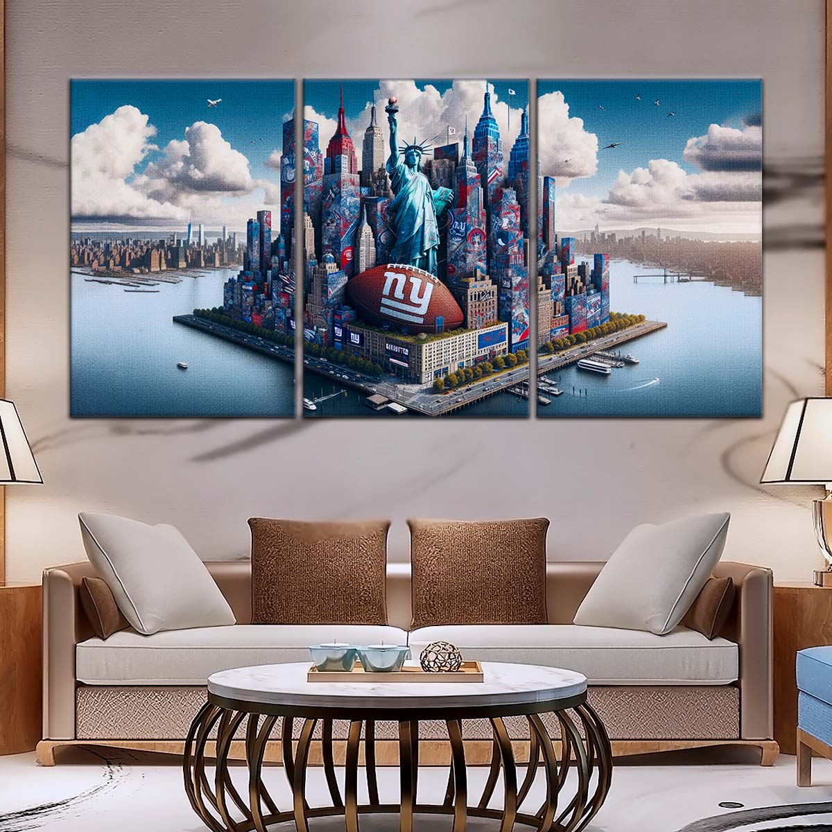 American Football Wall Art - AF5204 - New York Giants - Themed Manhattan Skyline - NFL Football Team - American Football Poster - American Football Canvas