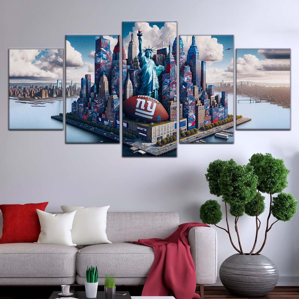 American Football Wall Art - AF5204 - New York Giants - Themed Manhattan Skyline - NFL Football Team - American Football Poster - American Football Canvas