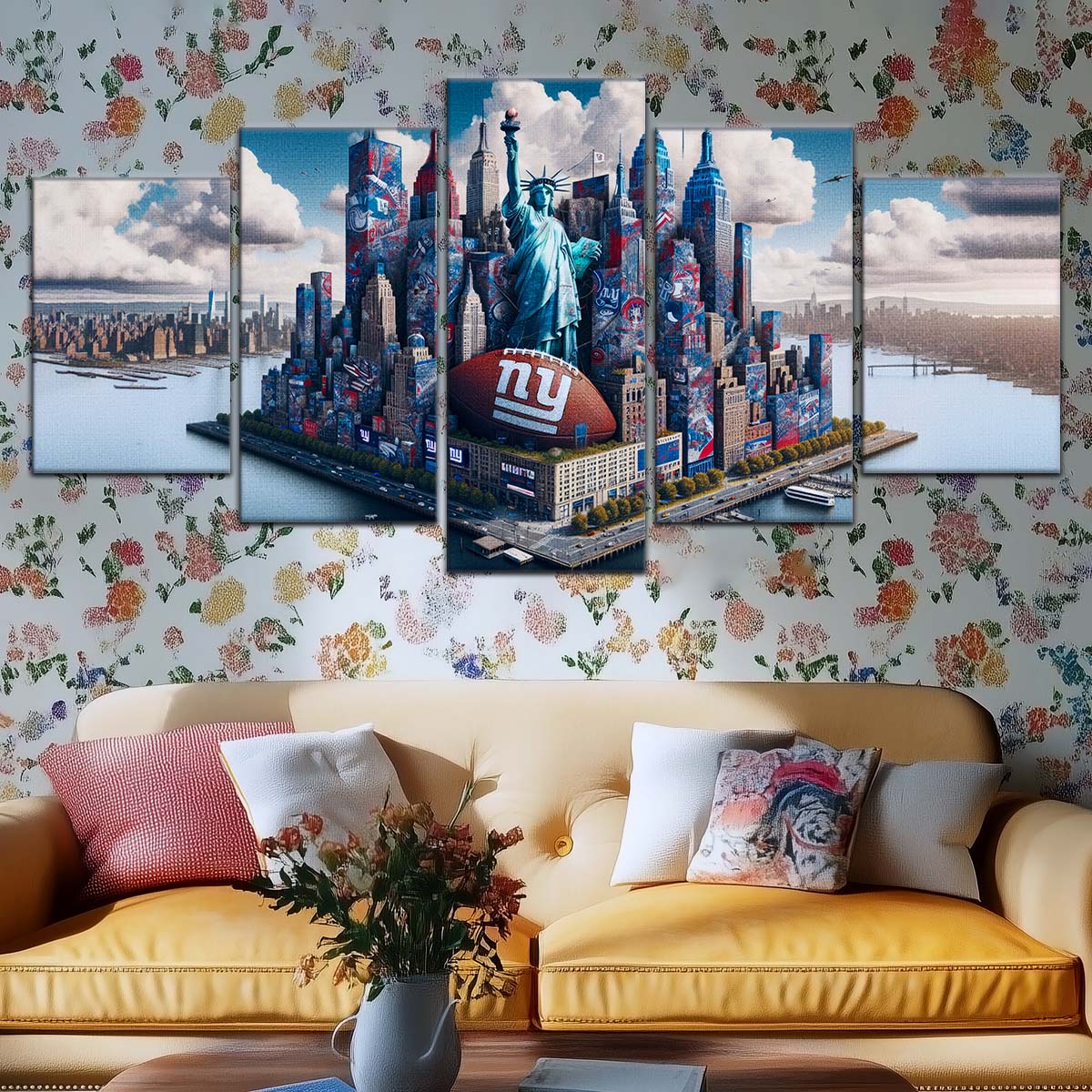 American Football Wall Art - AF5204 - New York Giants - Themed Manhattan Skyline - NFL Football Team - American Football Poster - American Football Canvas