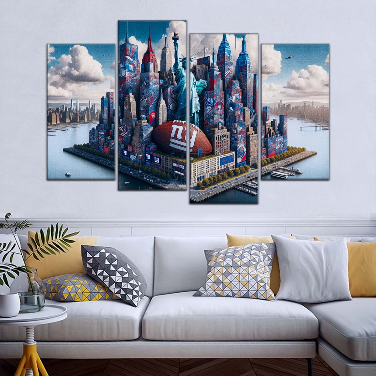 American Football Wall Art - AF5204 - New York Giants - Themed Manhattan Skyline - NFL Football Team - American Football Poster - American Football Canvas