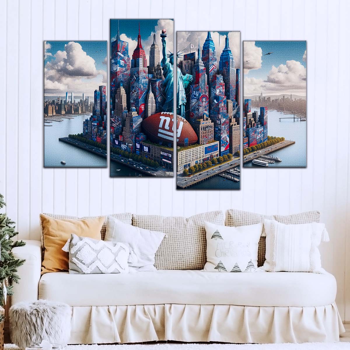 American Football Wall Art - AF5204 - New York Giants - Themed Manhattan Skyline - NFL Football Team - American Football Poster - American Football Canvas