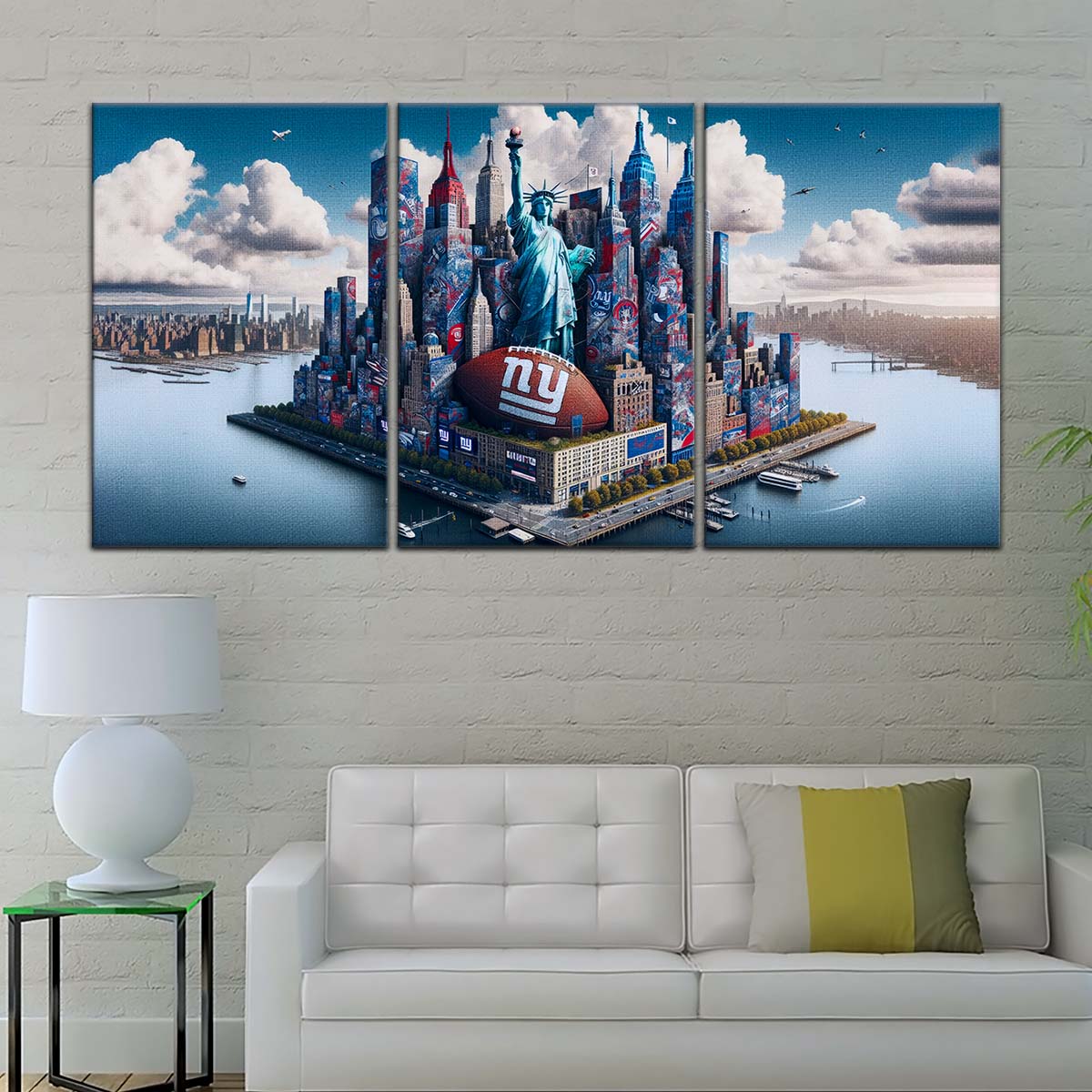 American Football Wall Art - AF5204 - New York Giants - Themed Manhattan Skyline - NFL Football Team - American Football Poster - American Football Canvas