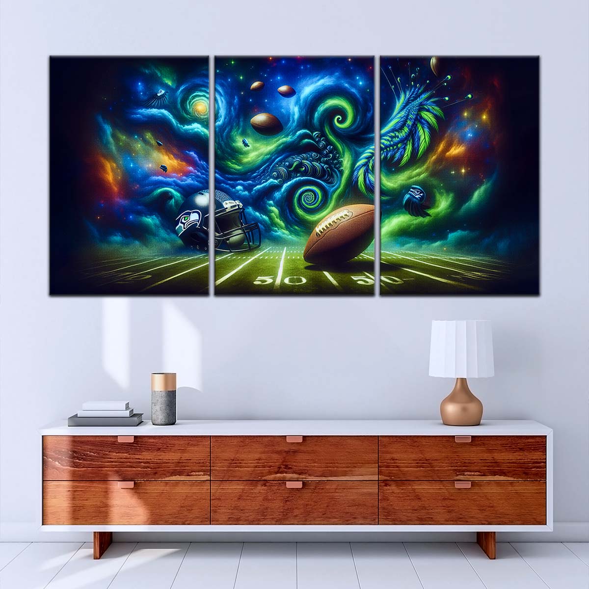 American Football Wall Art - AF5219 - Seattle Seahawks - Cosmic Touchdown - NFL Football Team - American Football Poster - American Football Canvas