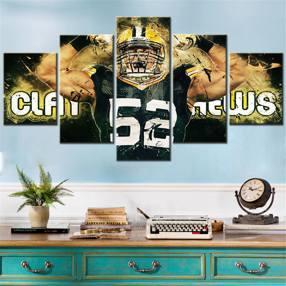 American Football - 5 Pieces Wall Art - AF5120 - Green Bay Packers - Clay Matthews - American Football Poster - American Football Canvas