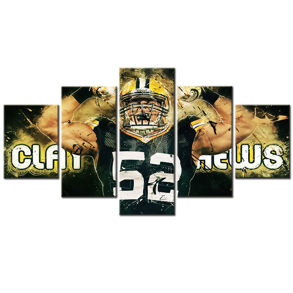 American Football - 5 Pieces Wall Art - AF5120 - Green Bay Packers - Clay Matthews - American Football Poster - American Football Canvas